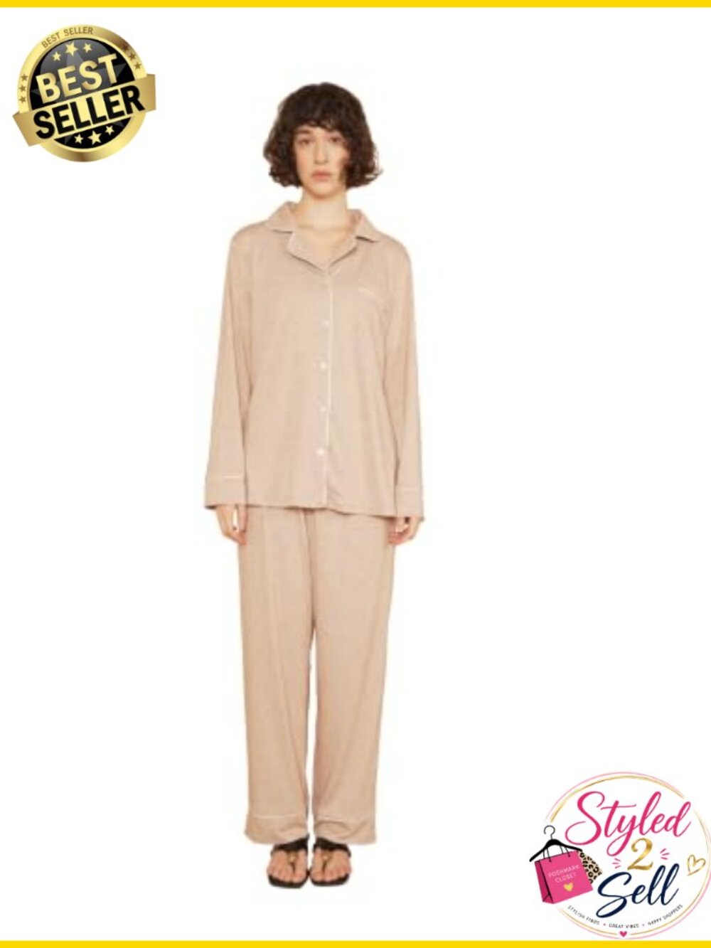Women Long Sleeve Pajama Set 2 Piece Button Down Lounge Sleepwear Pjs